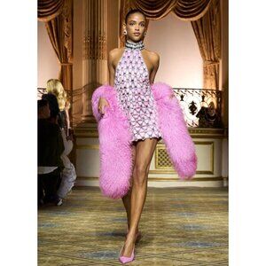 retrofête Shirley Crystal Halter Mini Dress Light Rose Womens Size Small